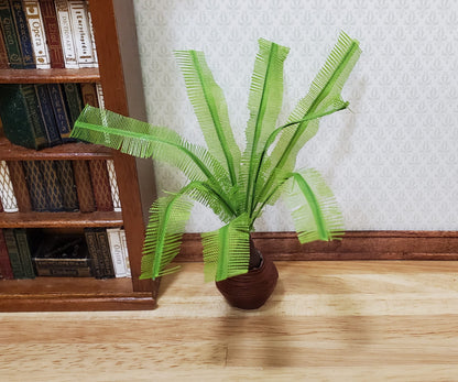Dollhouse Potted Sago Palm in Brown Clay Pot 1:12 Scale Miniature Houseplant