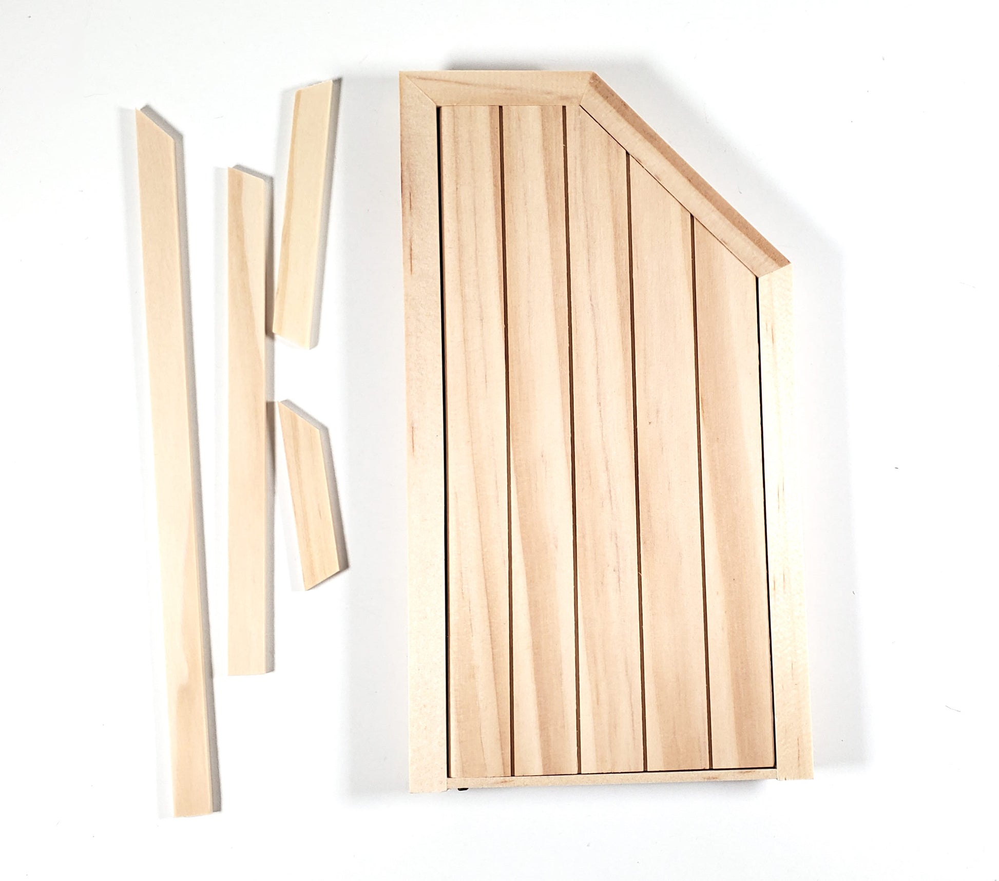 Dollhouse Attic Door Angled Top 1:12 Scale Miniature Unpainted Wood