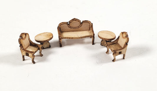 Dollhouse 1:144 Scale Furniture KIT DIY Victorian Living Room Set Sofa Chairs +