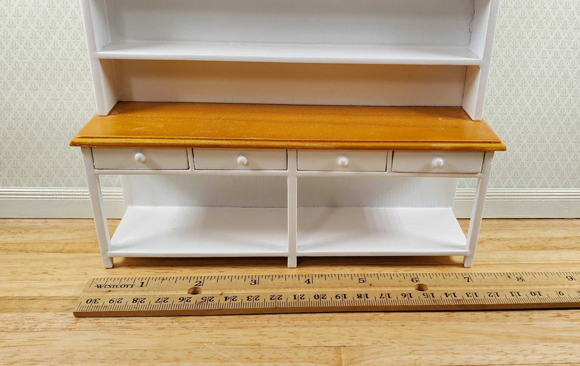 Dollhouse Georgian Welsh Dresser Kitchen Cupboard 1:12 Scale Miniature White Finish