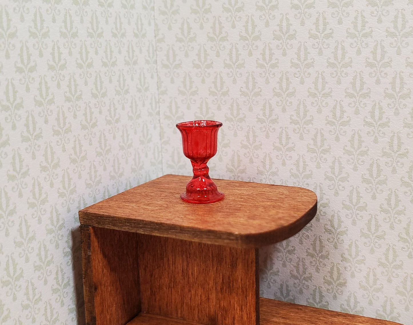 Dollhouse HALF SCALE Fancy Red Water Goblet or Wine Glass 1:24 Miniature