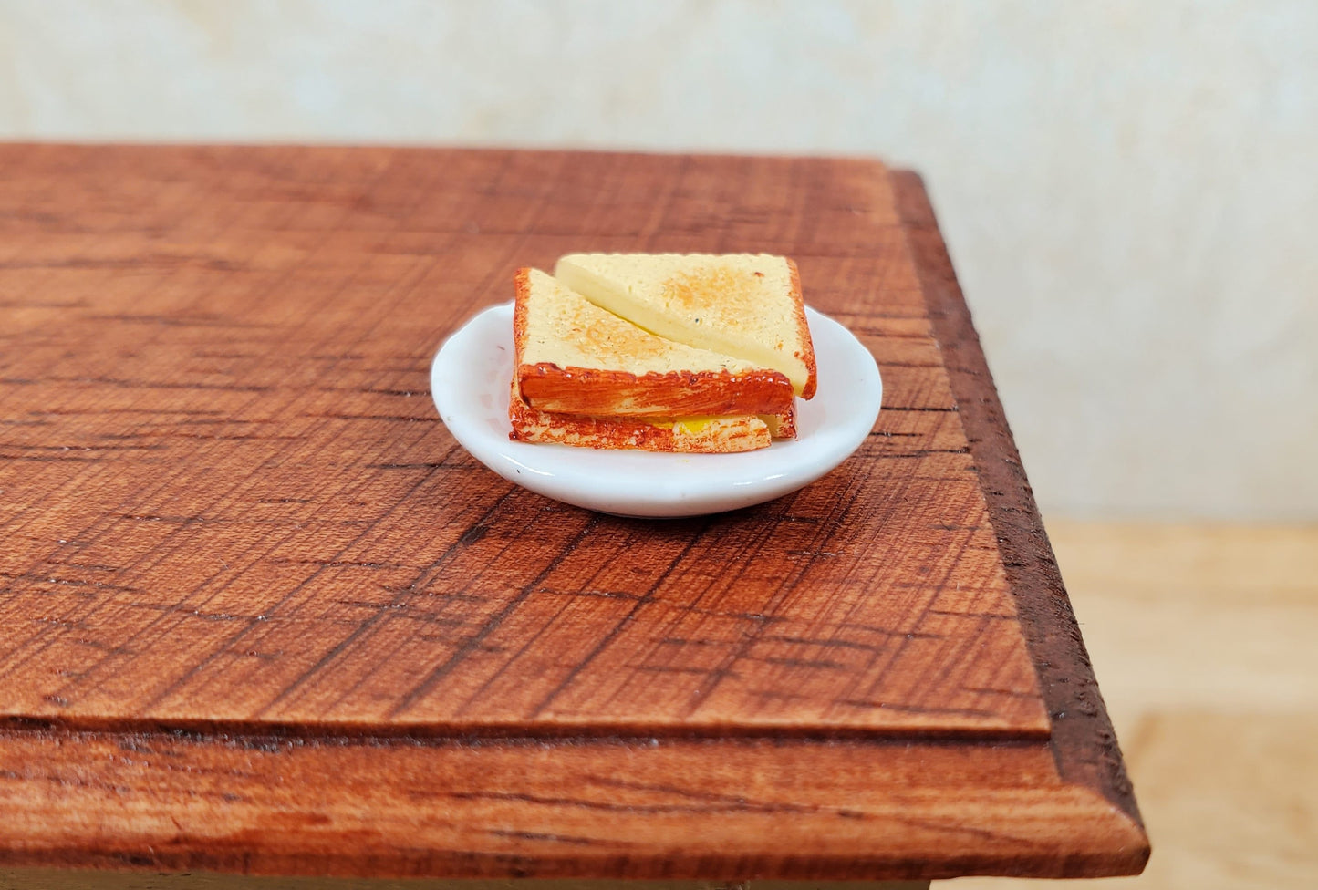 Dollhouse Grilled Cheese Sandwich on a Plate 1:12 Scale Miniature