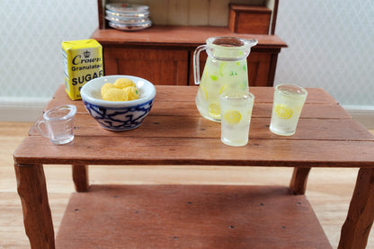 Dollhouse Large Pitcher of Lemonade & 2 Glasses with Lemons 1:12 Scale Miniature