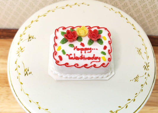 Dollhouse Valentine Sheet Cake 1:12 Scale Miniature Food Bakery Dessert