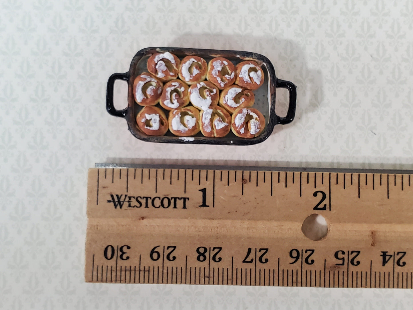 Dollhouse Cinnamon Rolls in Baking Pan 1:12 Scale Food Kitchen Handmade
