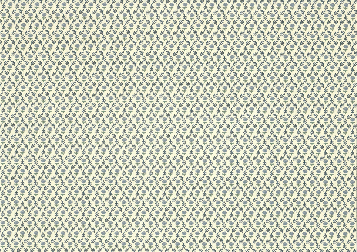 Dollhouse Wallpaper Country Blue Rose 3 sheets 1:12 Scale Miniature