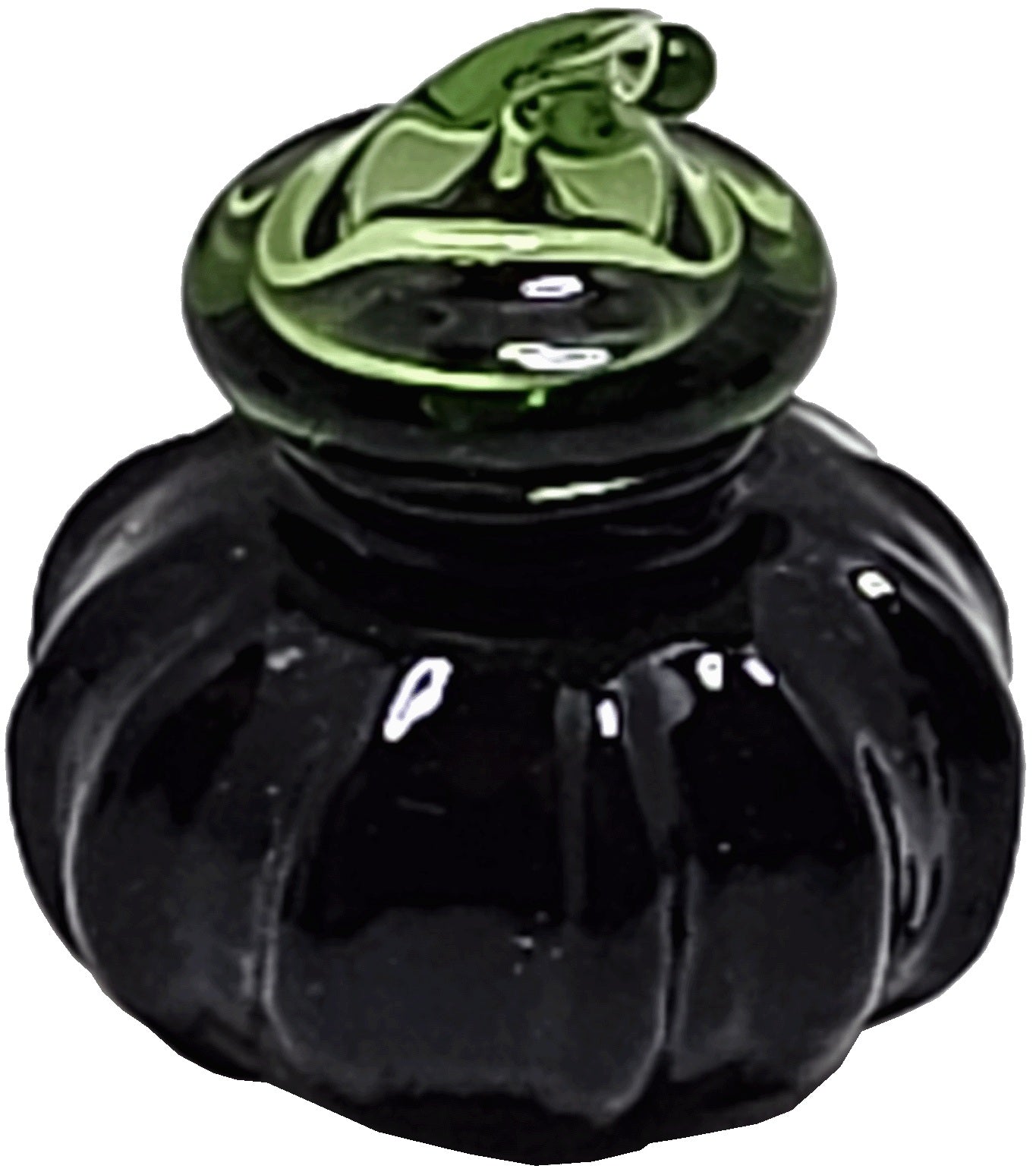 Dollhouse Black Glass Pumpkin Jar with Vine Lid 1:12 Scale Miniature Decoration
