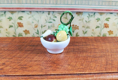 Dollhouse White Footed Ceramic Bowl Set of 2 1:12 Scale Miniature