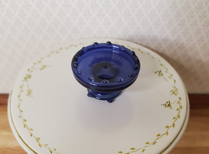 Dollhouse Glass Pedestal Bowl or Cake Stand Blue 1:12 Scale Miniature