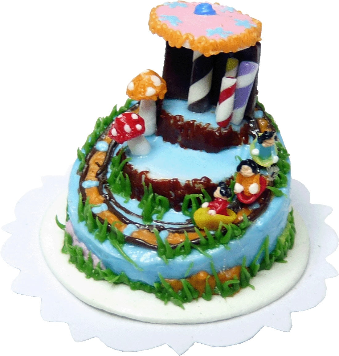 Dollhouse Fantasy Water Ride Cake 1:12 Scale Miniature Dessert Food