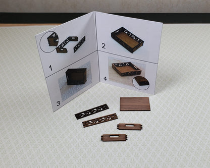 Dollhouse Tray Kit DIY 1:12 Scale Miniature Cut from Walnut