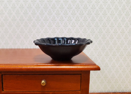 Dollhouse Black Bowl Extra Large Ribbed 1:12 Scale Miniature Kitchen Dish