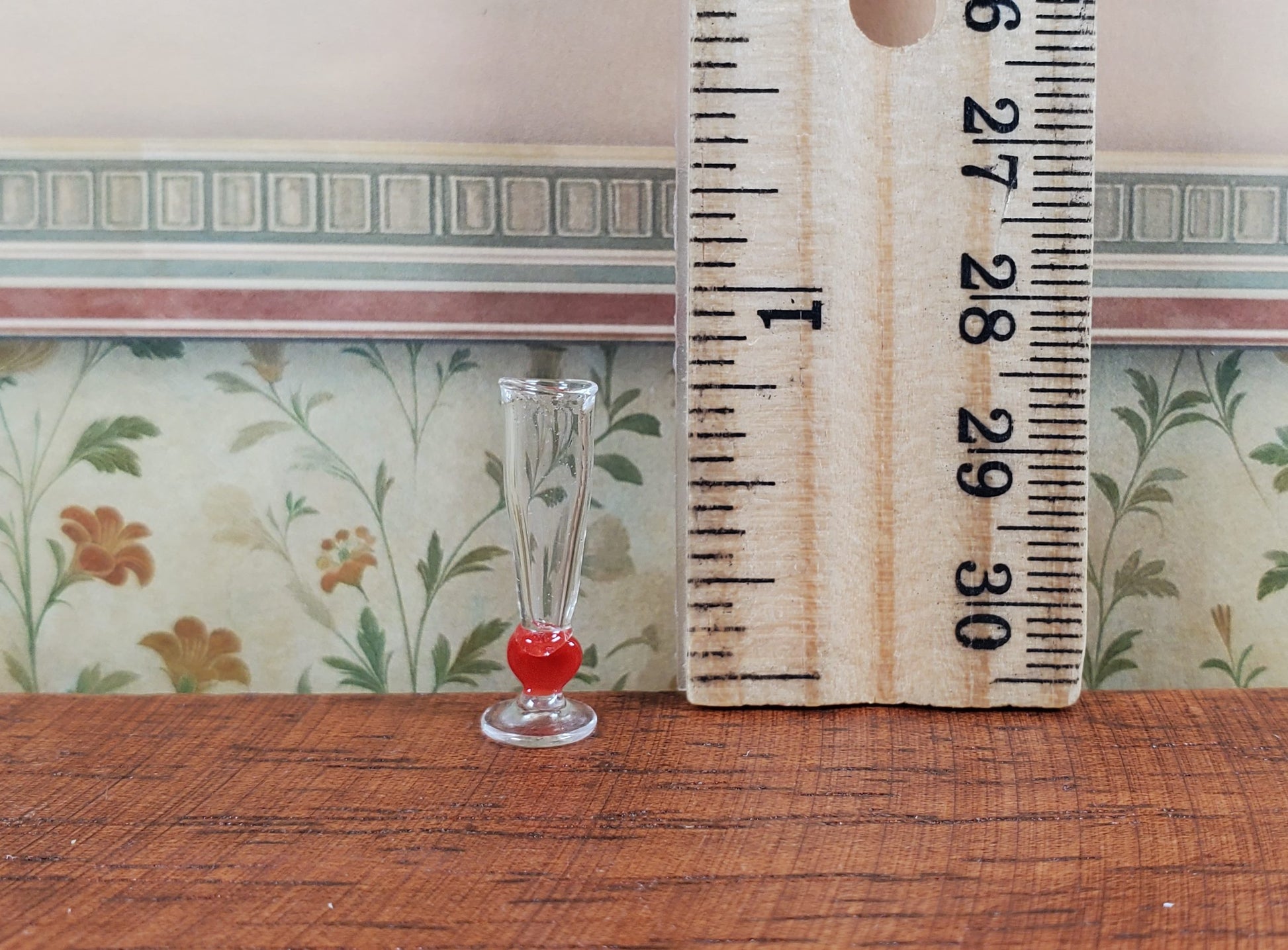 Dollhouse Glass Flute with Heart Design 1:12 Scale Miniature Kitchen Dining