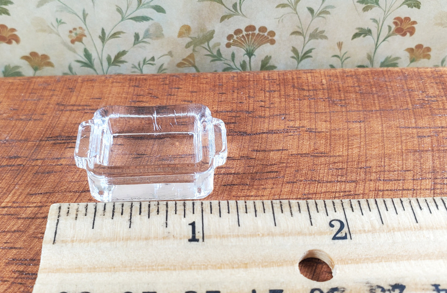 Dollhouse Clear Glass Casserole Dish with Handles 1:12 Scale Miniature Kitchen