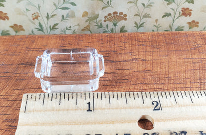 Dollhouse Clear Glass Casserole Dish with Handles 1:12 Scale Miniature Kitchen