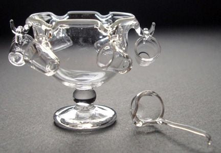 Dollhouse Clear Glass Punch Bowl with Cups & Ladle 1:12 Scale Miniature Kitchen