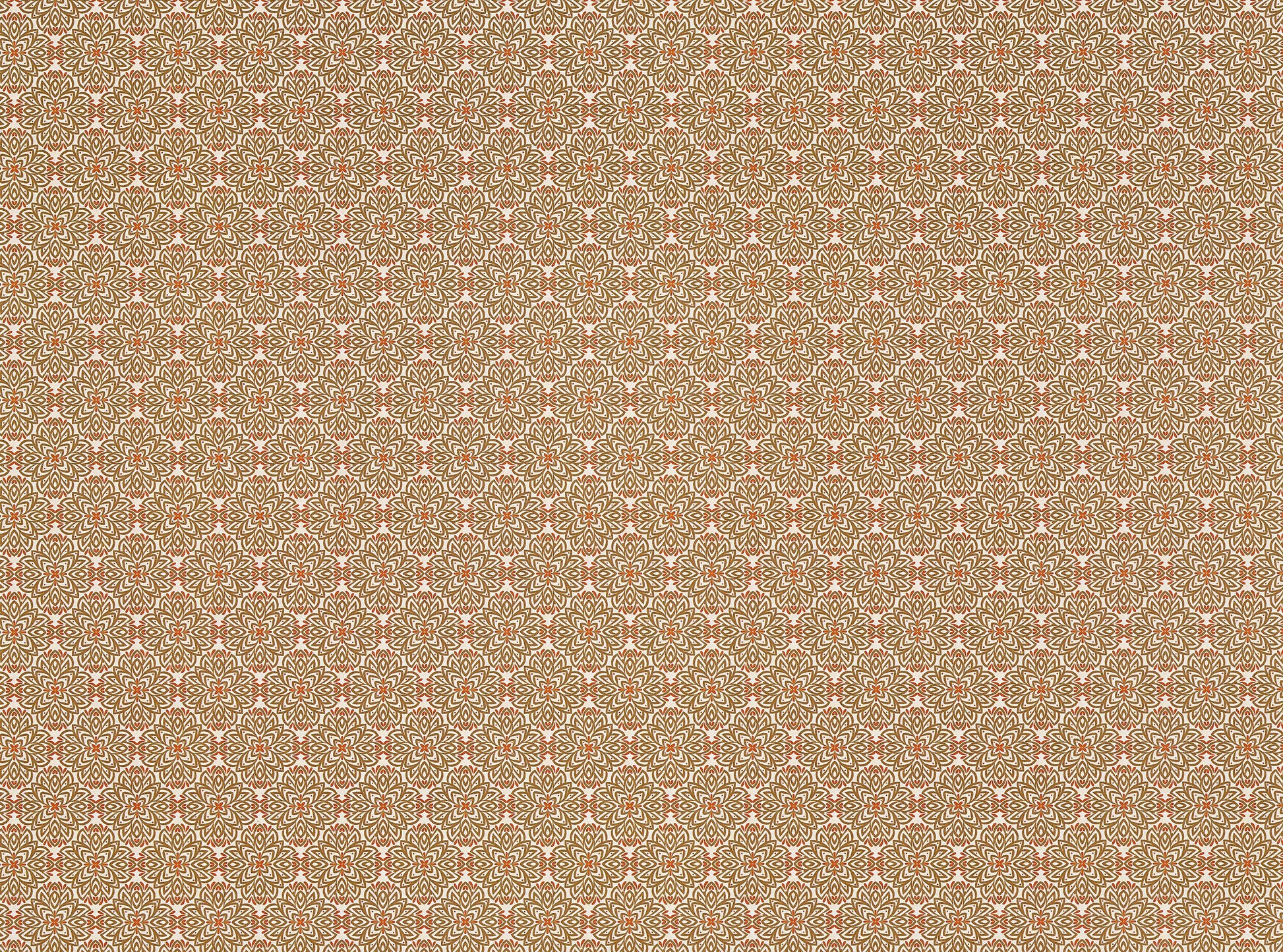 Dollhouse Wallpaper or Flooring 3 Sheets Beige Red 1:12 Scale Mid Century Modern