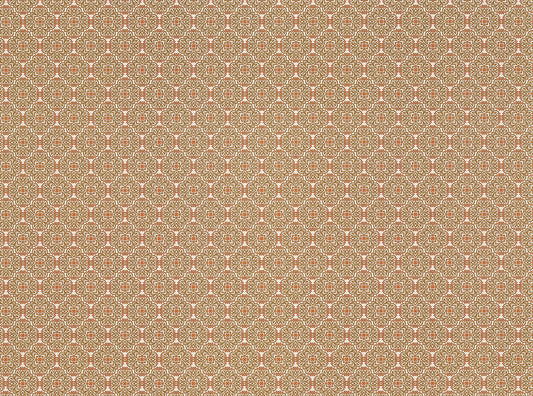 Dollhouse Wallpaper or Flooring 3 Sheets Beige Red 1:12 Scale Mid Century Modern
