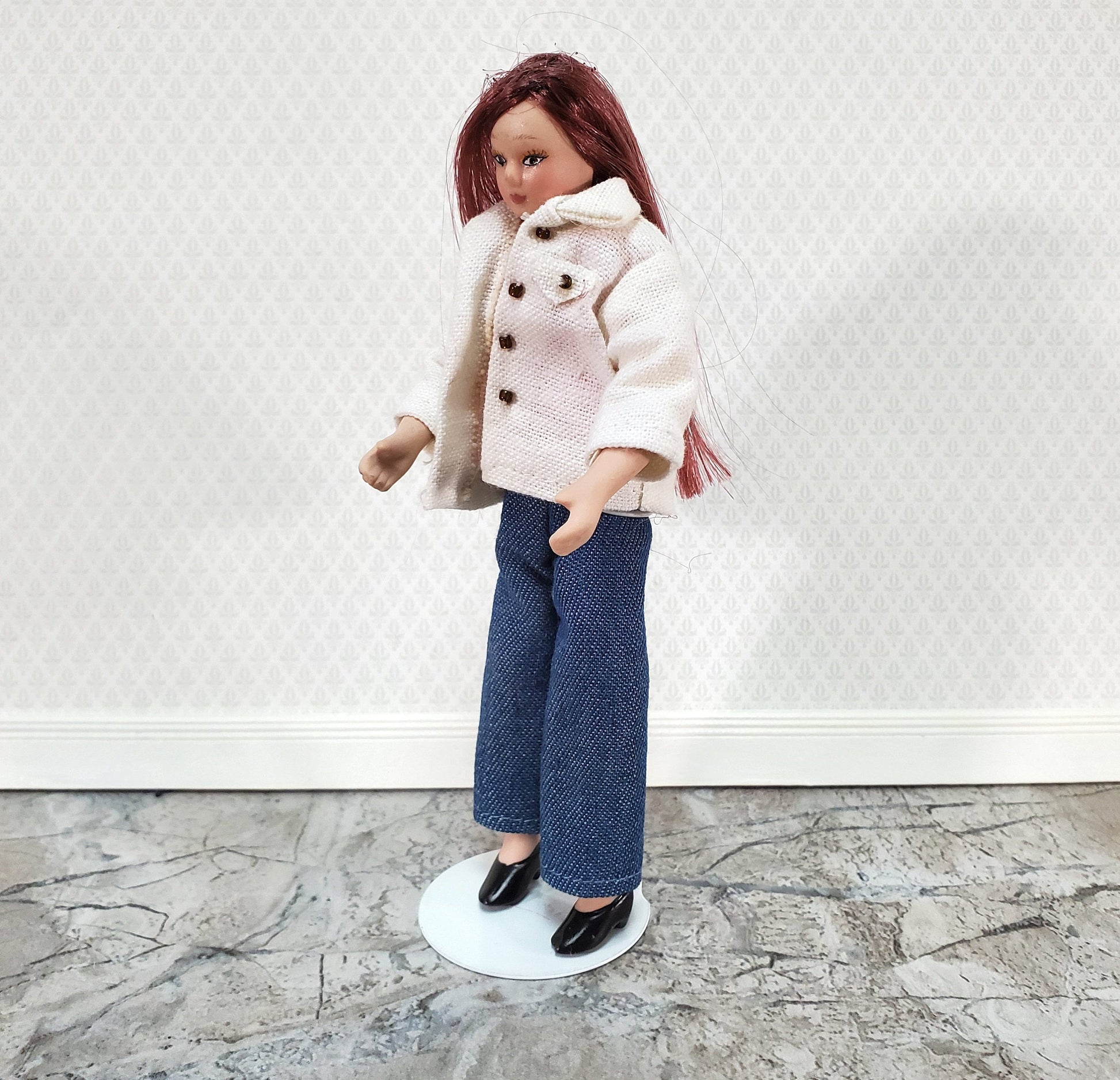 Doll Stand Metal for 4" - 6" Slim Waist Dolls 1:12 Scale Dollhouse Dolls Kaiser #1101