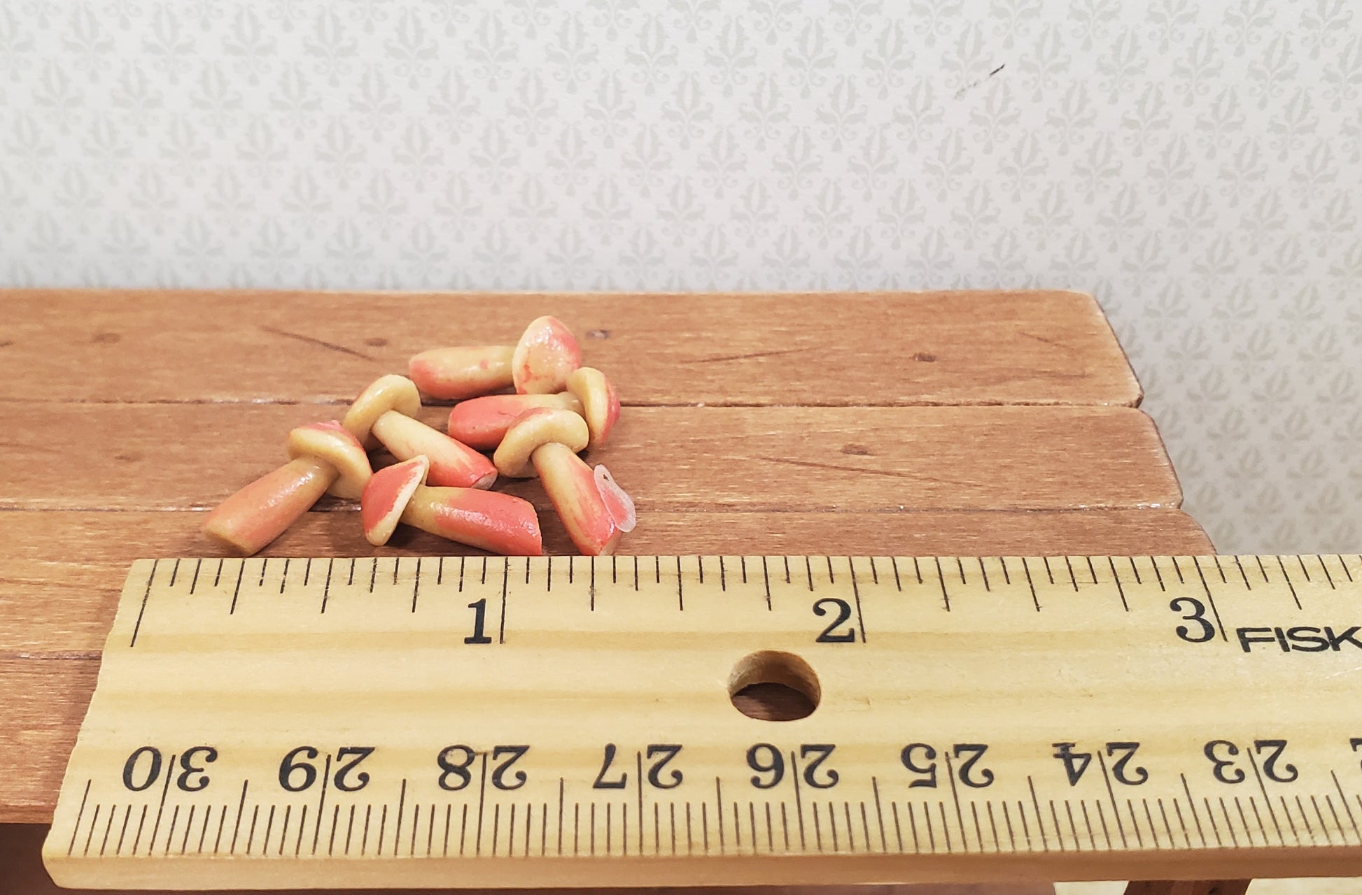 Dollhouse Miniature Mushrooms x6 Large Tan & Red 1:12 Scale Magic Fairy Garden