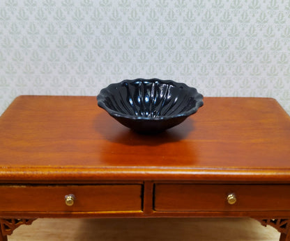 Dollhouse Black Bowl Extra Large Ribbed 1:12 Scale Miniature Kitchen Dish