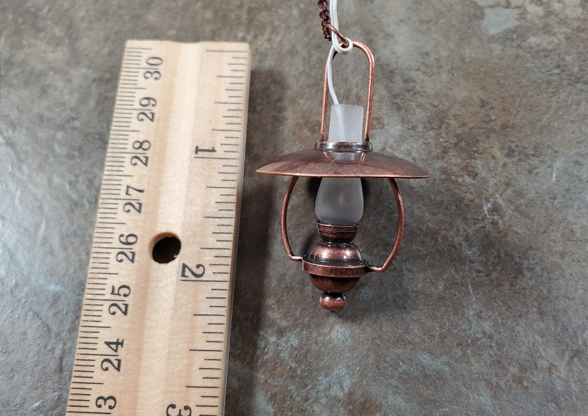 Dollhouse Battery Light "Gas" Ceiling Light Copper 1:12 Scale Lantern Houseworks