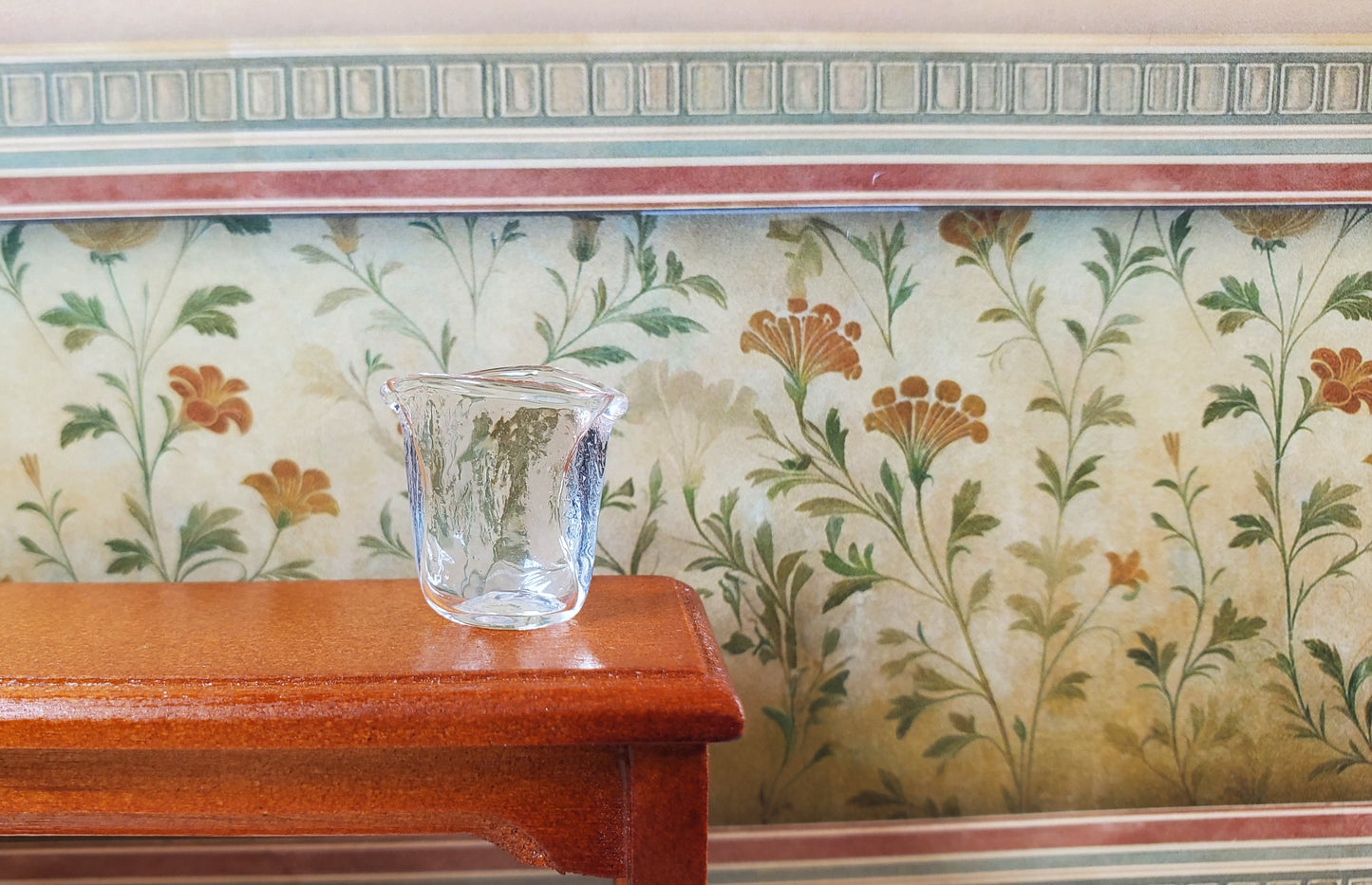 Dollhouse Crimped Narrow Vase Clear Glass 1:12 Scale Miniature
