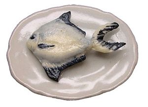Dollhouse Tilapia Fish on Plate 1:12 Scale Miniature Food Kitchen