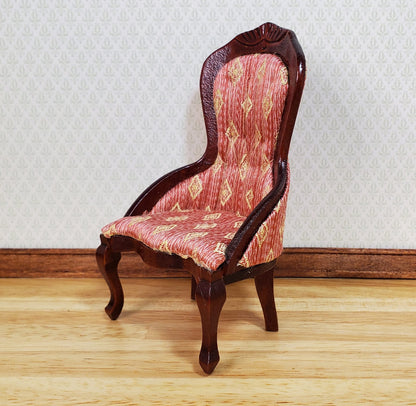 Dollhouse Victorian Ladies Chair Dark Pink 1:12 Scale Miniature Furniture