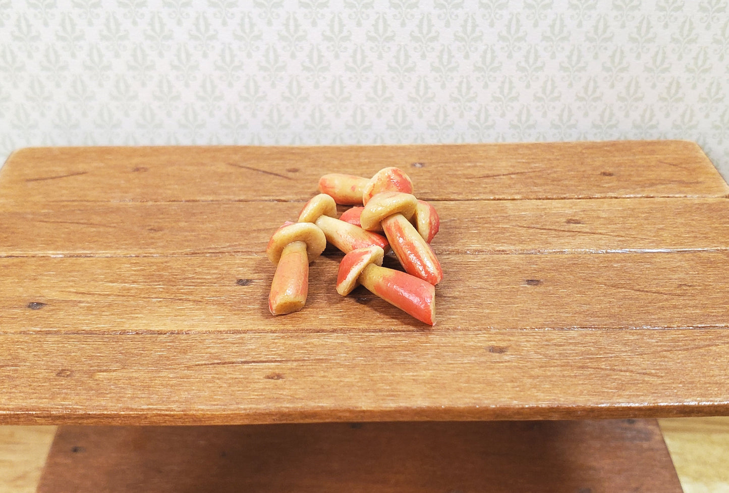Dollhouse Miniature Mushrooms x6 Large Tan & Red 1:12 Scale Magic Fairy Garden