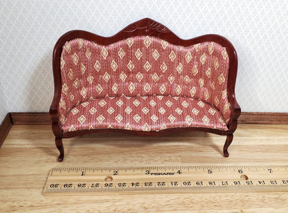 Dollhouse Victorian Sofa Couch Dark Pink 1:12 Scale Miniature Furniture