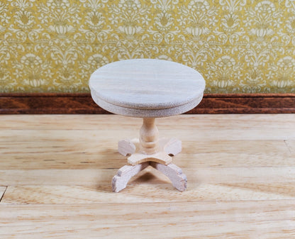 Dollhouse Round Side Table Unvarnished Wood 1:12 Scale Miniature Furniture