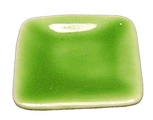 Dollhouse Green Square Ceramic Serving Dish Plate 1:12 Scale Miniature