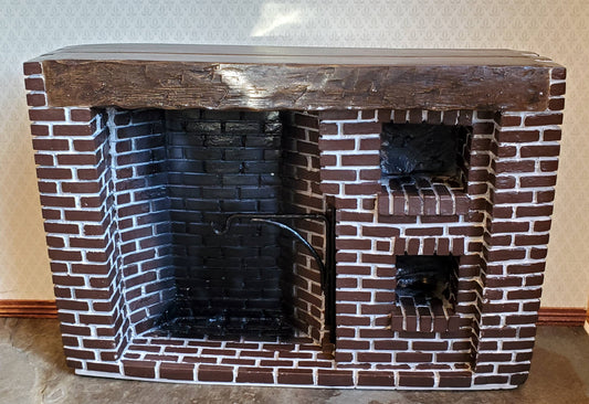 Dollhouse Miniature Large Fireplace Brick Walk-In Style Colonial 1:12 Scale