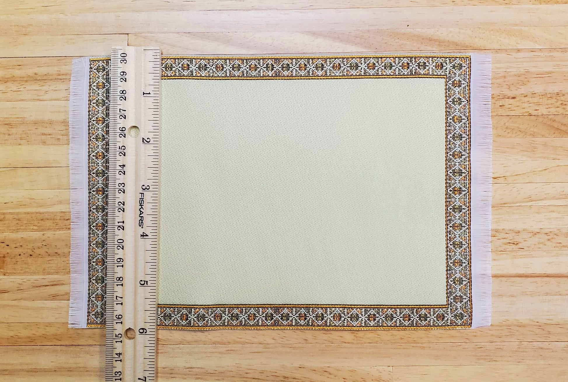 Dollhouse Rug Woven Fabric Golden Wheat Victorian Style 1:12 Scale Miniature