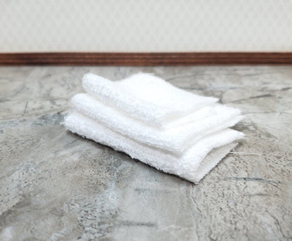 Dollhouse White Towels Set of 3 Bath or Beach 1:12 Scale Miniature Bathroom