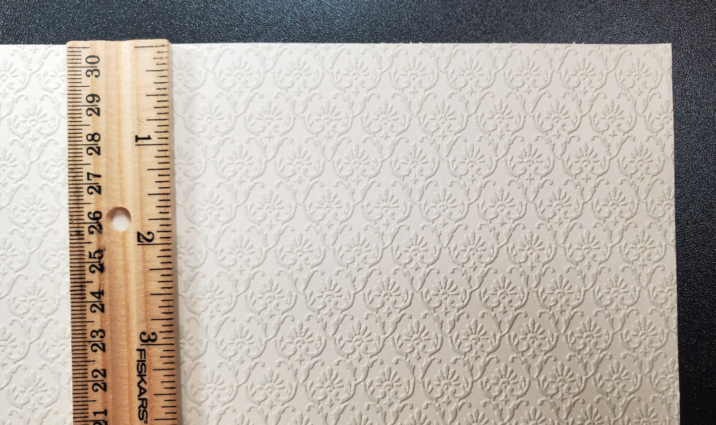 Dollhouse Gray on White Embossed Wallpaper x3 Sheets Art Nouveau 1:12 Scale