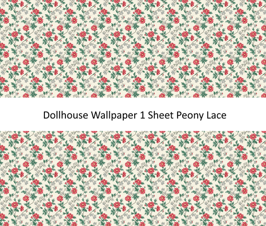 Dollhouse Wallpaper Peony Lace Floral 1:12 Scale by MiniatureCrush