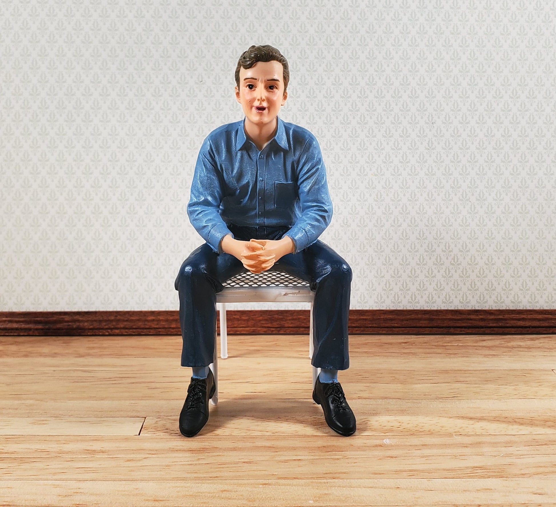 Dollhouse Modern Young Man Father Sitting Casual 1:12 Scale "Joel" Houseworks
