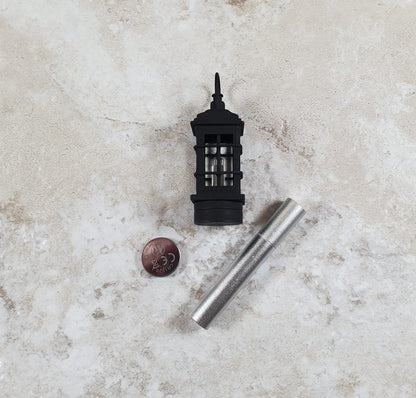 Dollhouse Black Lantern Lamp Wand Light Battery 1:12 Scale Metal Miniature