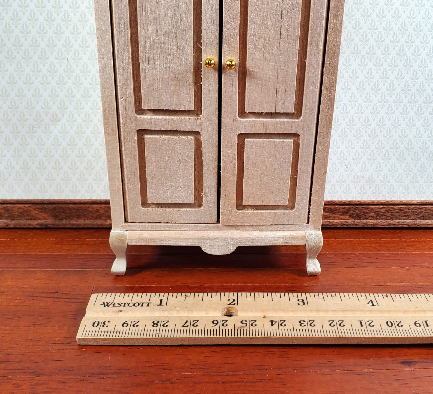 Dollhouse Wardrobe Tall Armoire Closet Furniture 1:12 Scale Unpainted