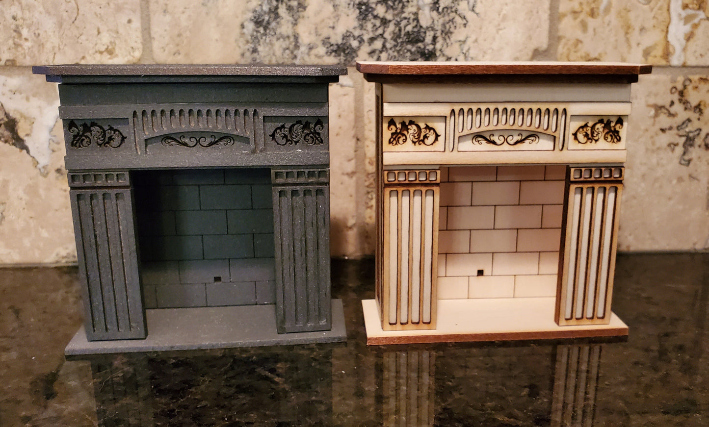 Dollhouse Fireplace KIT Victorian Style DIY 1:12 Scale Original Design Laser Cut