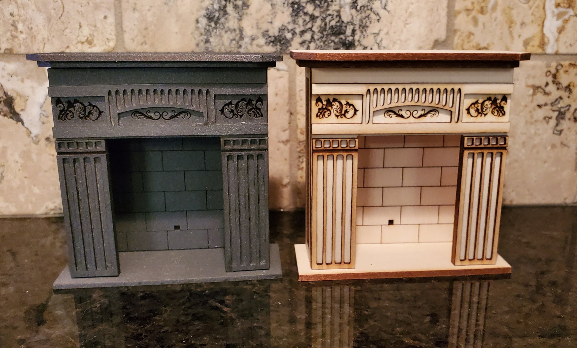 Dollhouse Fireplace KIT Victorian Style DIY 1:12 Scale Original Design Laser Cut