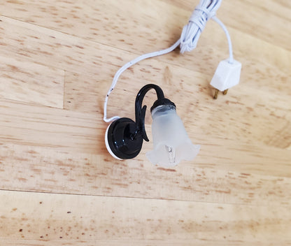 Dollhouse Tulip Wall Sconce Black 12 Volt 1:12 Scale Miniature Cir-Kit