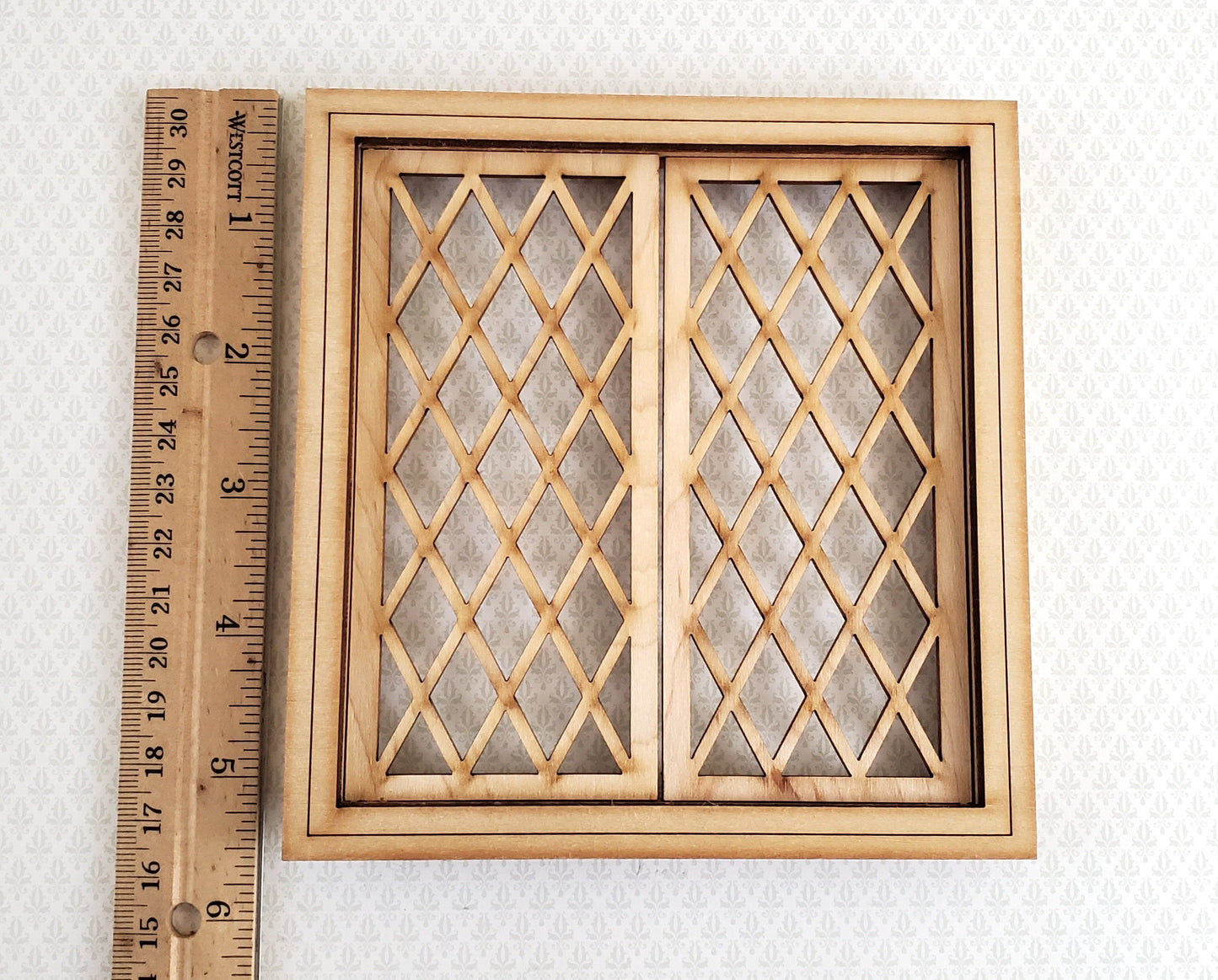 Dollhouse Miniature Double Window Tudor Style Diamond Pane 1:12 Scale Alessio 2126CW