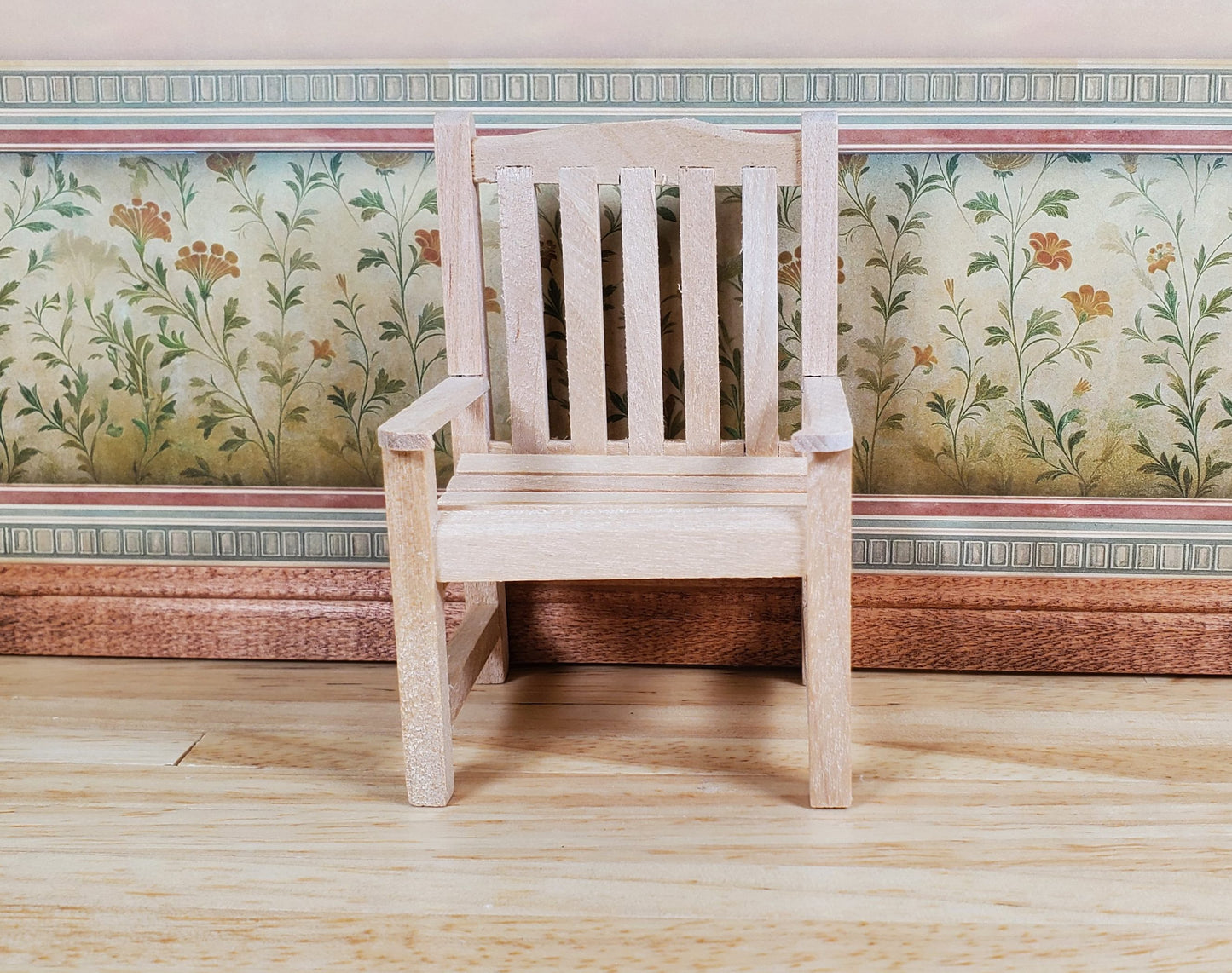 Dollhouse Garden Chair for Porch Patio Unpainted 1:12 Scale Miniature Furniture
