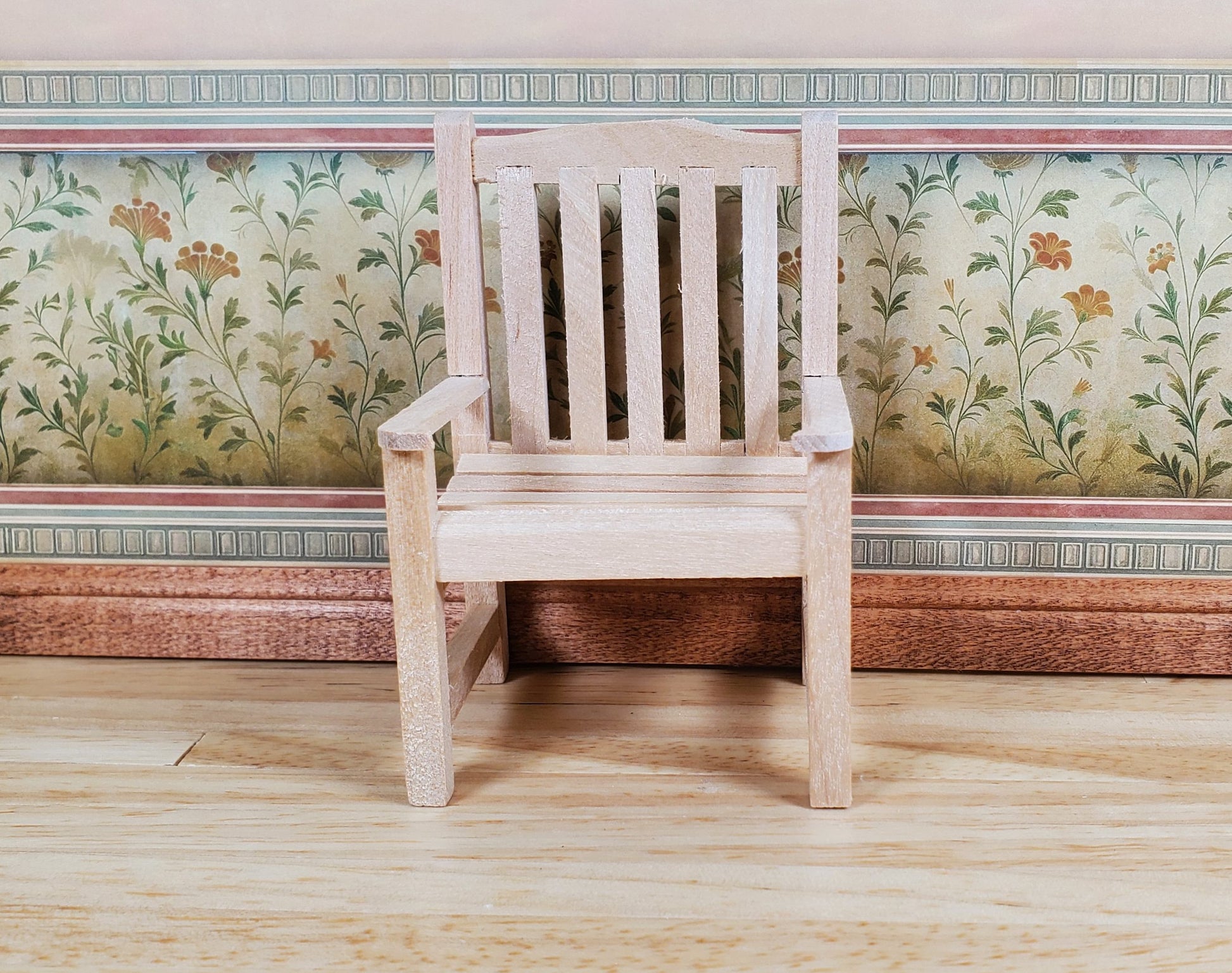 Dollhouse Garden Chair for Porch Patio Unpainted 1:12 Scale Miniature Furniture