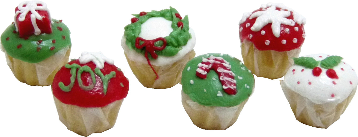 Dollhouse Christmas Cupcakes Set of 6 1:12 Scale Miniature Food
