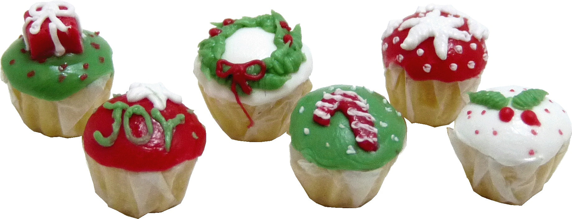 Dollhouse Christmas Cupcakes Set of 6 1:12 Scale Miniature Food