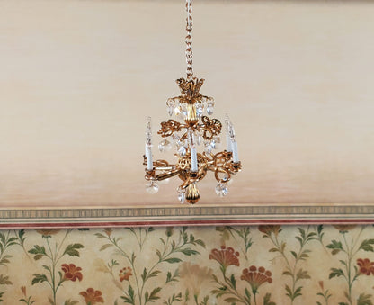 Dollhouse Crystal Ceiling Light "Debussy" Handmade 12 Volt 1:12 Scale Miniature